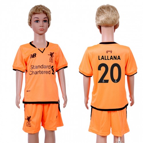 Liverpool #20 Lallana Sec Away Kid Soccer Club Jersey - Click Image to Close